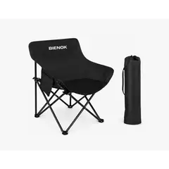 GENERICO - Silla Plegable Camping Acero Portátil Con Apoyavasos Negro