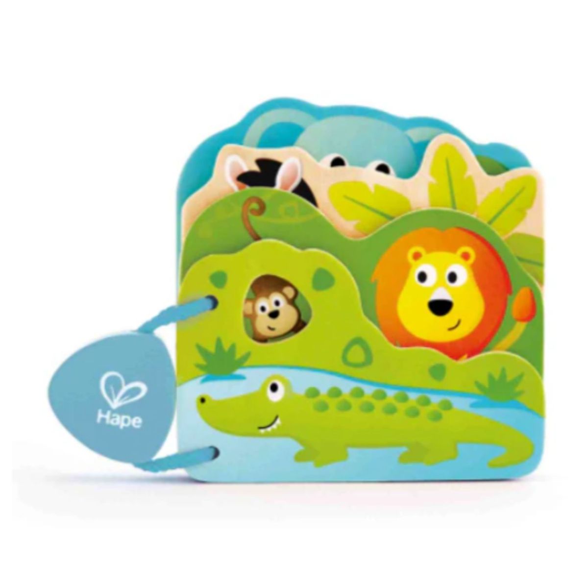 HAPE - Libro bebé animales salvajes, pintado sobre madera