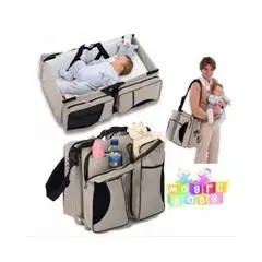 GENERICO - BOLSO PAÑALERA CUNA CAMBIADOR 3EN1 BEBE PORTATIL BEIGE