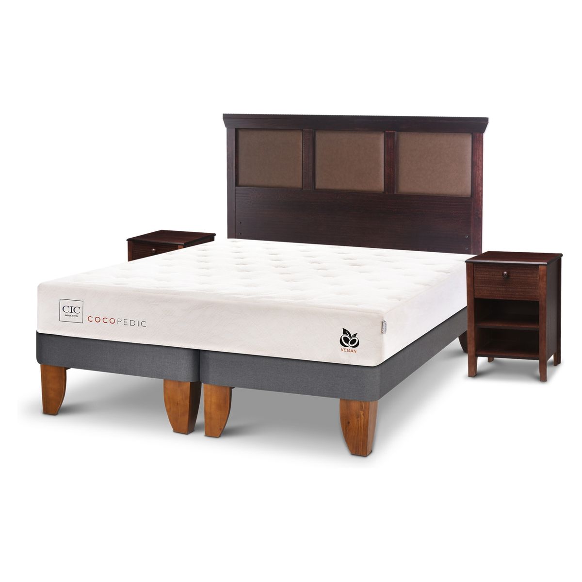 CIC - Cama Europea Cocopedic 2 Plazas Base Dividida New Torino Choc Cic