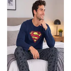MYLHOGAR - Pijama Para Hombre Talla M Polera Manga Larga Y Pantalón Elasticado Cómodo