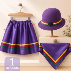 UTILISIMO - Traje Nortino Niña 3 Piezas Morado Baile Típico Fiestas Patrias