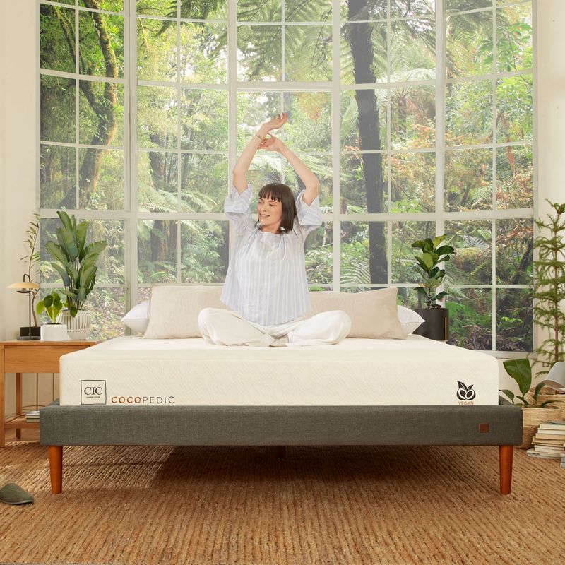 CIC - Cama Europea Curve Cocopedic 2 Plazas Base Dividida + Respaldo Kaver Cic