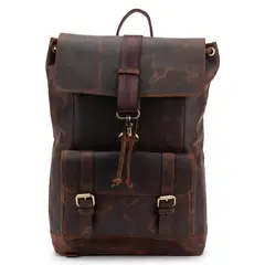GUANTE - Mochila de cuero hombre chocolate de viaje