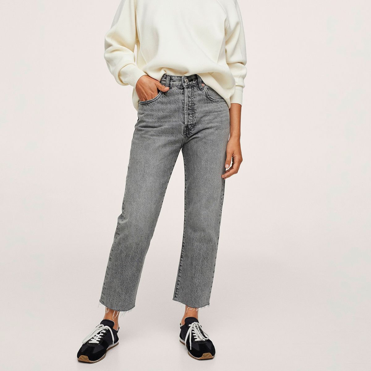 MANGO - Jeans Recto Havana Tiro Alto Mango