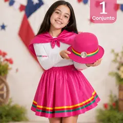 UTILISIMO - Traje Nortino Vestido Niña 3 piezas Fucsia Baile Típico Fiestas Patrias