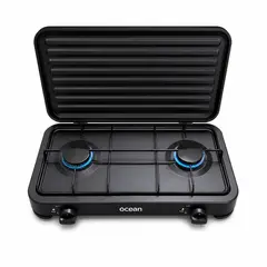 GENERICO - CociniIla De Camping De 2 Quemadores Acero Inoxidable Con Tapa Protectora Encimera