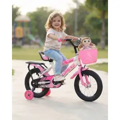 GENERICO - Bicicleta Infantil Aro12 con Ruedas de Entrenamiento y Canasto