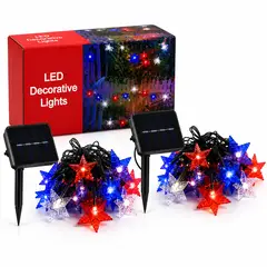 GENERICO - Pack X2 Guirnalda Luz Solar Fiestas Patrias Decoracion 20mt