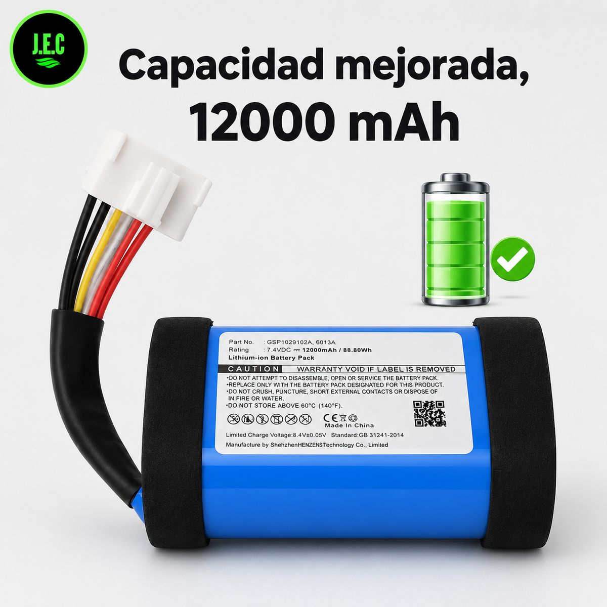 GENERICO - Batería de reemplazo 12000 mAh Compatible para JBL Charge 4