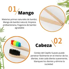 GENERICO - Cepillo De Dientes De Bambú Para Adulto Pack 10 Unidades Ecológicos Biodegradables