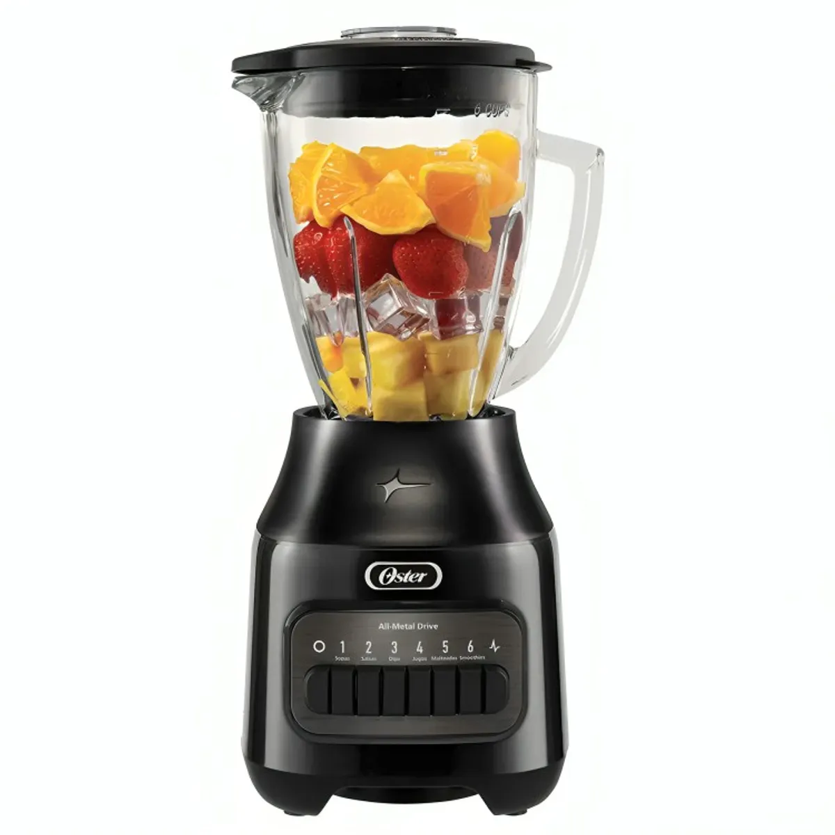 OSTER - Licuadora 6 velocidades más Pulso Vaso de Vidrio 1500 ml 800 W Gris BLSTPEG-GPB Oster®