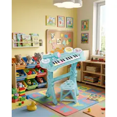MYLHOGAR - Piano Musical Electrónico Diversión y Aprendizaje 3 En 1 Con Micrófono