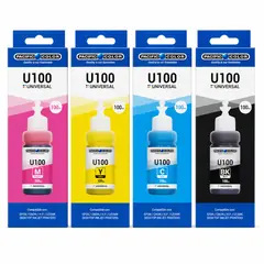 PACIFIC COLOR - Pack Tinta Universal 100ml 4 Colores compatibles con todas las marcas