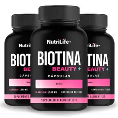 EMETRES - Pack 3 Biotina 5000 mcg Nutrilife+ Vitaminas Para La Piel y El Cabello