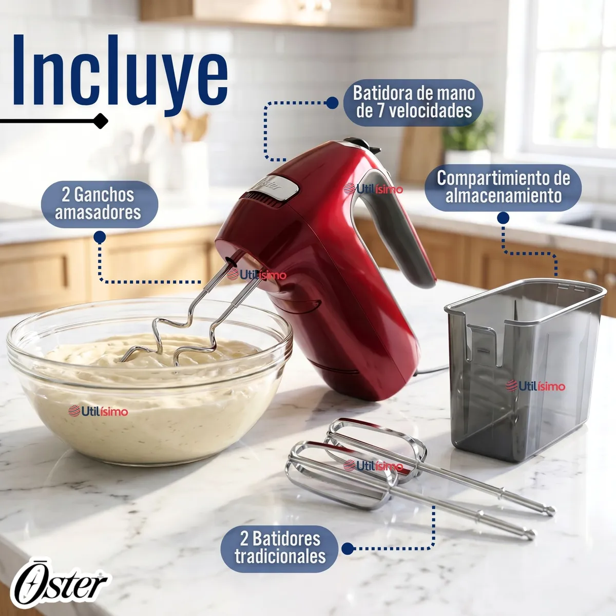 OSTER - Batidora De Mano Oster® 7 Velocidades + Función Turbo FPSTHM360R