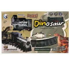 GENERICO - Set Tren de Dinosaurios con Estación, Luces, Sonido y Vapor