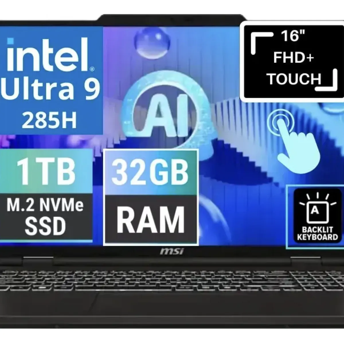 MSI - Msi Venture 16 Ai 2026 U9 285h 1tb/32gb Touch Solid Gray