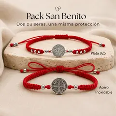 LK LUKSO - Pack 2 Pulseras Hilo Rojo San Benito Protección Pareja