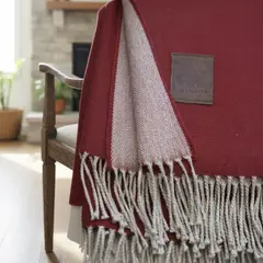 AMBARI - Manta de Alpaca 100% Natural Color Rojo Chile