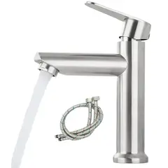 AMBM SHOP - Llave Monomando Frío Caliente Lavatorio Lavamanos con Tubo de entrada de agua de 60 cm