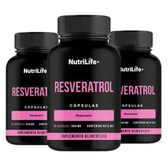 EMETRES - Pack 3 Resveratrol Premium Con Vitamina C Nutrilife+ Memoria Y Concentración