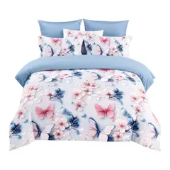 GENERICO - Cubrecama Quilt Verano King Diseño Mariposas y Rosas