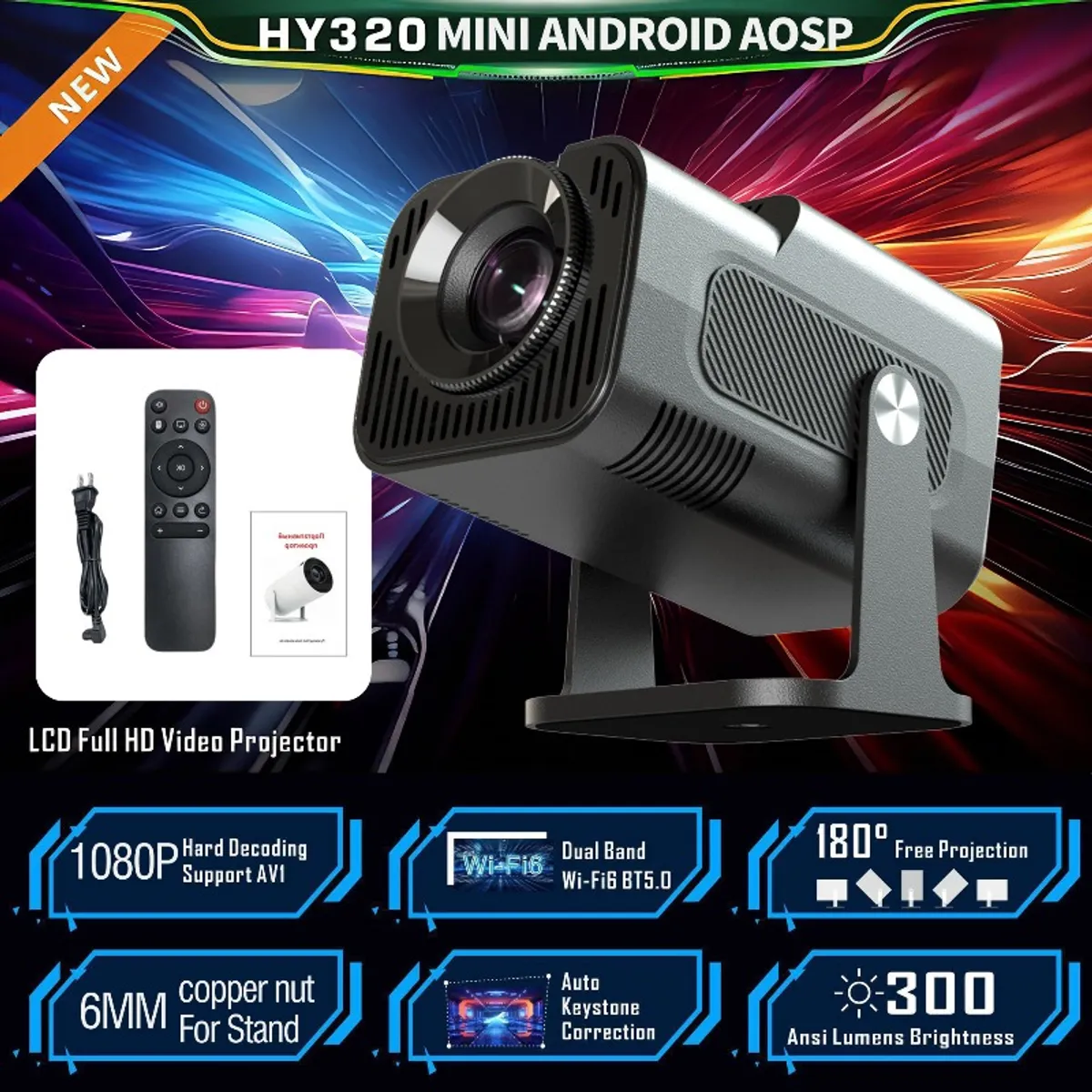 GENERICO - Proyector Inteligente Portatil Angulo Ajustable