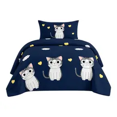 GENERICO - Cubrecama Quilt De Verano 1.5 Plazas Diseño Gatitos