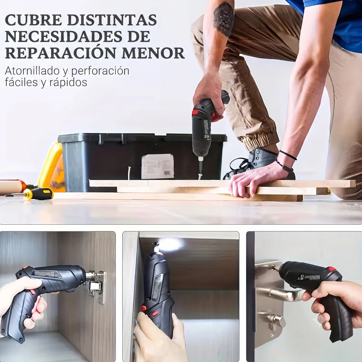 Desatornillador Inalámbrico Usb 47 Piezas Recargable maleta, marca ALPHA - Foto 2