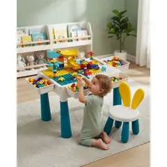 GENERICO - Mesa Didáctica De Bloques Para Niños Con Silla Conejito.