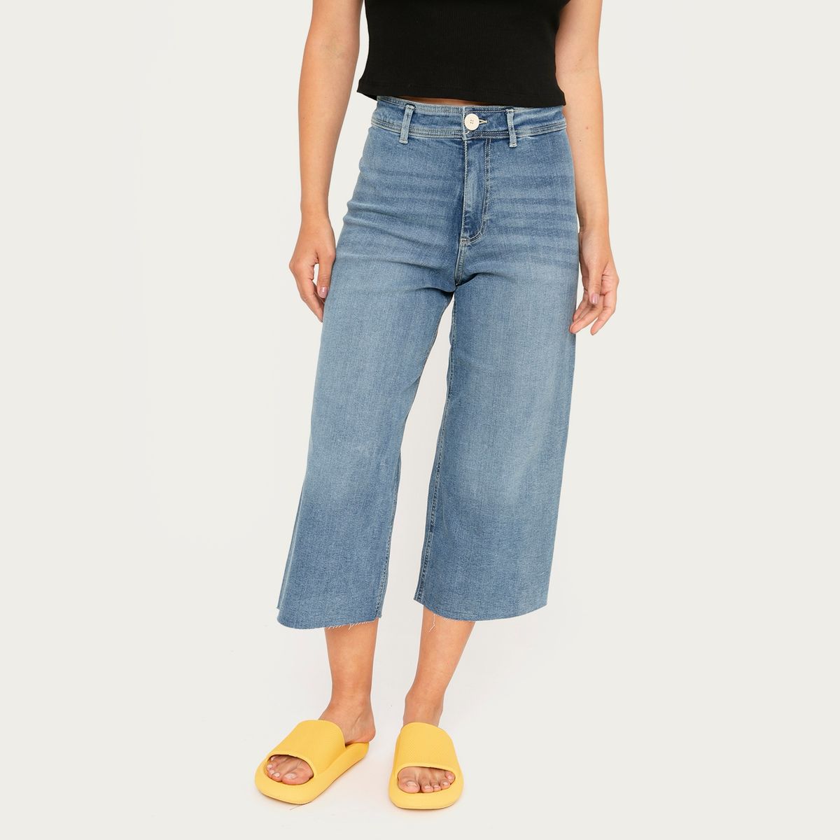 ONLY - Jeans Mom Cropped Tiro Alto Mujer Only