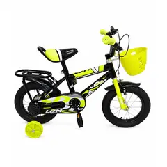 GENERICO - Bicicleta Infantil Aro 12 con Rueditas Color Negro Amarillo CS08