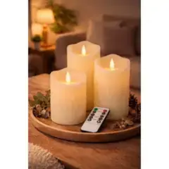 MOVI - Set 3 Velas LED Decorativas con Control Remoto Luz Cálida Ambiente Premium