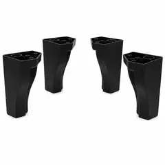 VITELIO - Pack 4 Patas Negra Para Camas Europeas - Pata Para Sillón Altura 20 Cm