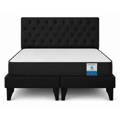 VITELIO - Cama King Negra + Colchon Semi Ortopedic
