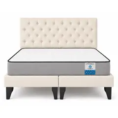 VITELIO - Cama King Crudo + Colchon Semi Ortopedic