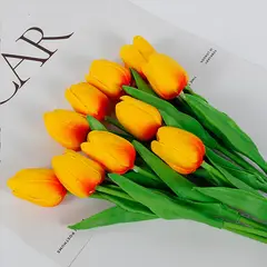 ANENG - Ramos De 20 Tulipanes Artificiales Flor Decoración Naranja oscuro
