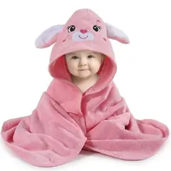 BABYMINE - Toalla Para Bebé Con Capucha Conejo Rosado -