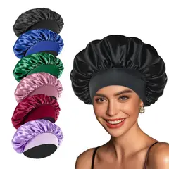 KUANGYE - 6 Gorro Satin Para Dormir Cabello Rizado Y Liso Evita Enredo