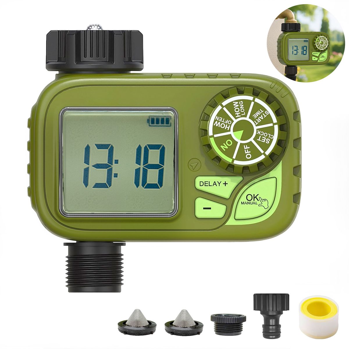 VIDITA - Programador Riego Automático 3 Modos Timer Digital Temporizador Riego 1 Zona