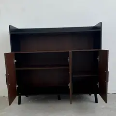 GENERICO - Aparador Buffet Industrial 100x34x92 cm Nogal Negro 3 Puertas Repisas MDF 12 mm
