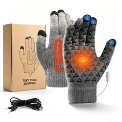 TSKY CHILE SHOPPING - Guantes Calefactables USB Térmicos con Punta Táctil y Dedos Abatibles para Oficina Invierno