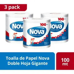 NOVA - Pack 3 Toalla De Papel Gigante 100 Mt
