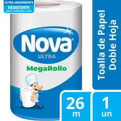 NOVA - Toalla de Papel Ultra Absorb Mega Rollo 1 un 26 mt