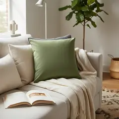 GENERICO - Cojín con relleno 45x45cm Verde Oliva Intenso Para Sofas Y Camas