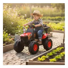 AUCKLAND OUTDOOR - Auto Batería Tractor Eléctrico Infantil Constructor Rojo