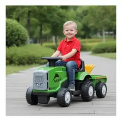 AUCKLAND OUTDOOR - Auto Batería Tractor Granjero Eléctrico Con Carro Verde