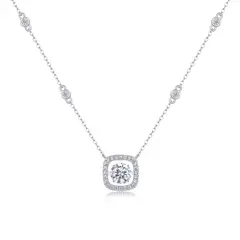 MASSE GIOIELLI - COLLAR CUADRADO PLATA Y MOISSANITAS