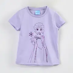 DISNEY - Polera Manga Corta Niña Elsa Foil Morado